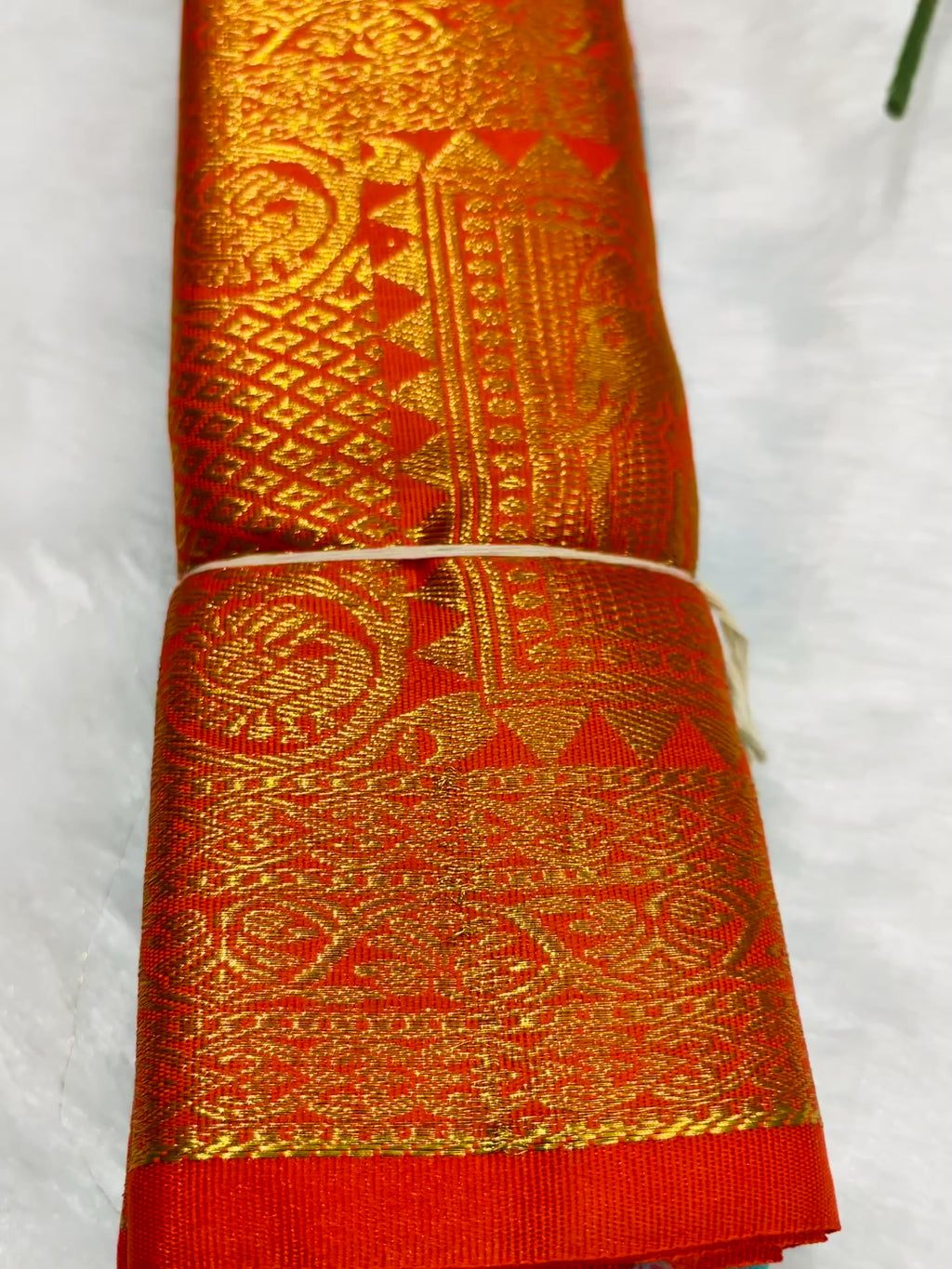 Skyblue & Orange Semi Gadwal Silk Saree